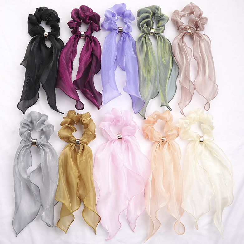 10 Pcs Hair Scrunchies Chiffon Scarf Hair Ties Elastic Hair Bands Ponytail Holder Flower Printed Hair Bobbles Vintage Accessories for Women Girls Bow