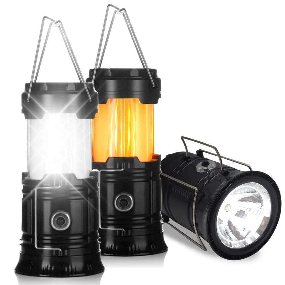 3-in-1 Camping Lantern，Portable Outdoor LED Flame Lantern Flashlights